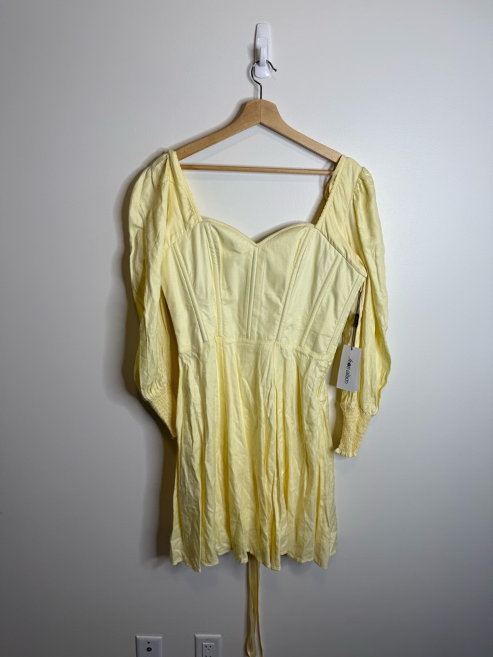 Corset story Yellow Long Sleeve Sweetheart Neck Mini Dress 34”